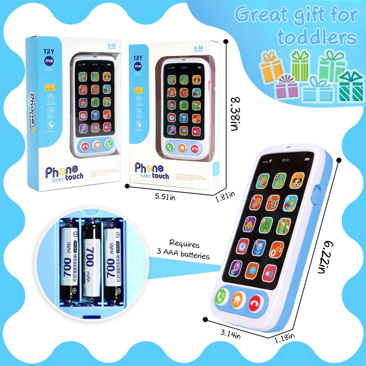 PATPAT Toy Phone for Kids, Battery Powered Kids Mobile Phone Toy, Dummy Phone for Babies, Kids Mobile Toy, Musical Toys for Kids Dummy Mobile Phone Christmas Gifts for Baby Boys Girls-Pink PATPAT Toy Phone for Kids, Battery Powered Kids Mobile Phone Toy, Dummy Phone for Babies, Kids Mobile Toy, Musical Toys for Kids Dummy Mobile Phone Christmas Gifts for Baby Boys Girls-Pink
